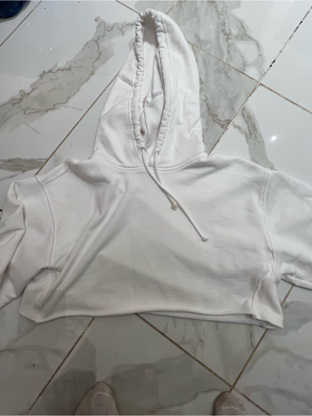 TNA White Cropped Hooded Sweatshirt